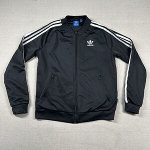 Adidas Jacket Womens M Full Zip Warmup Track Basic Striped Soccer Trefoil‎